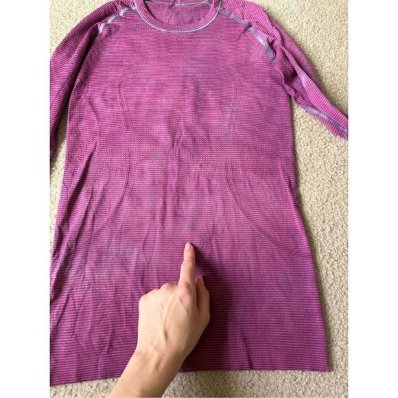Lululemon Swiftly Tech Long Sleeve Top size 6 Purple Pink Flawed - Picture 4 of 9